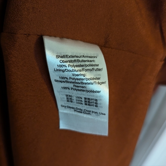 DKNY Metallic Thread Tiered Midi Dress - Burnt Orange Rust - sz L - Picture 5 of 6